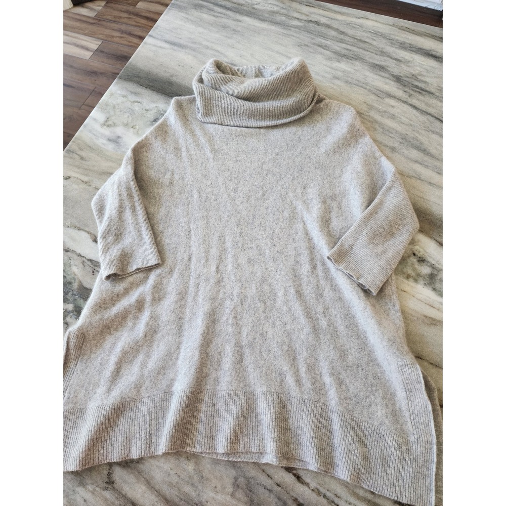 Antonio Melani 100% Cashmere Cowl Neck Oversized Tunic Sweater Grey Classic Med
